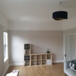 shelves set up in living room